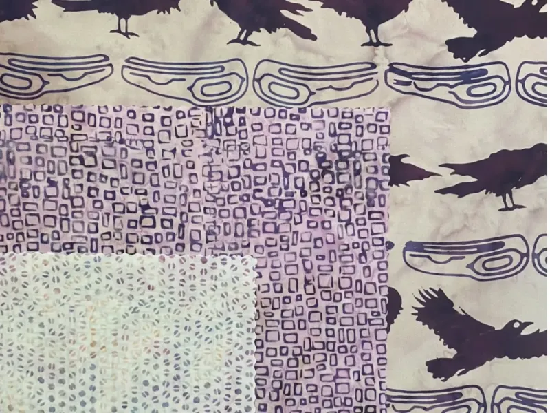 Alaskan Artist Designed Fabric Totemic Raven Batik 3-Pack