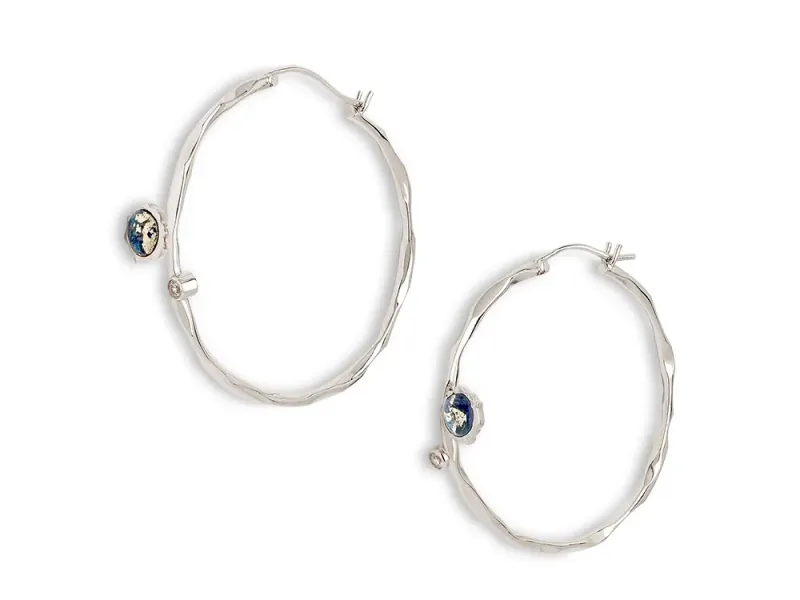 Star of Alaska Covellite Hoop Earrings