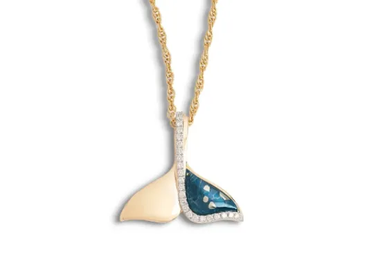 Star Of Alaska Covellite Stylized Half Fluke Whale Tail Pendant