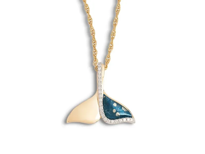 Star Of Alaska Covellite Stylized Half Fluke Whale Tail Pendant
