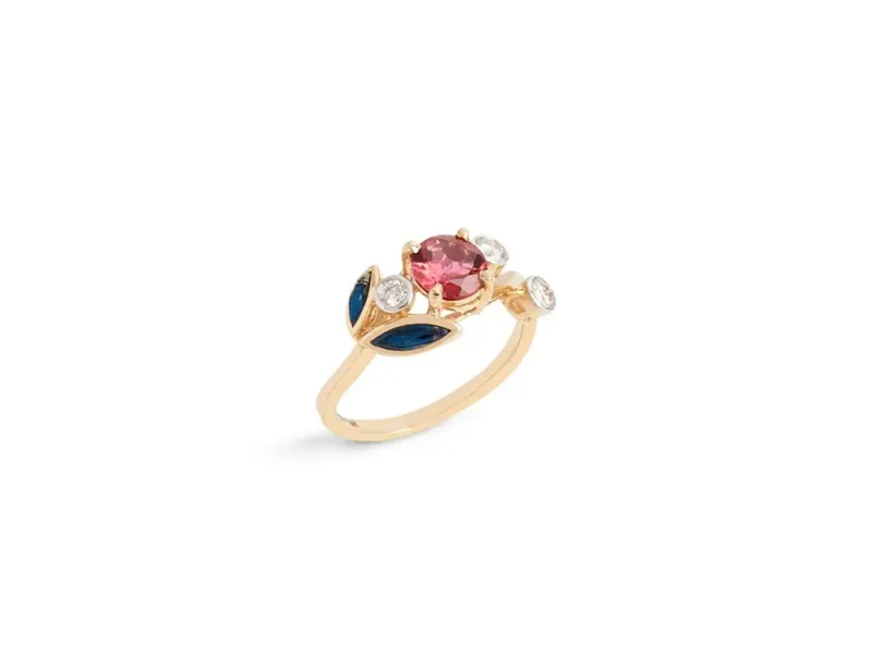 Star Of Alaska Covellite Colorful Petal Ladies Ring