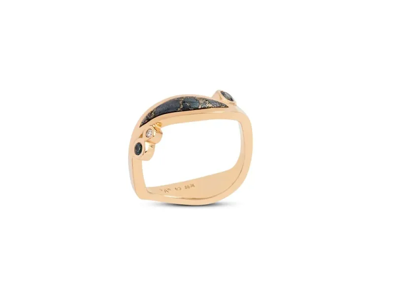 Star Of Alaska Covellite Narrow Wave Ladies Ring
