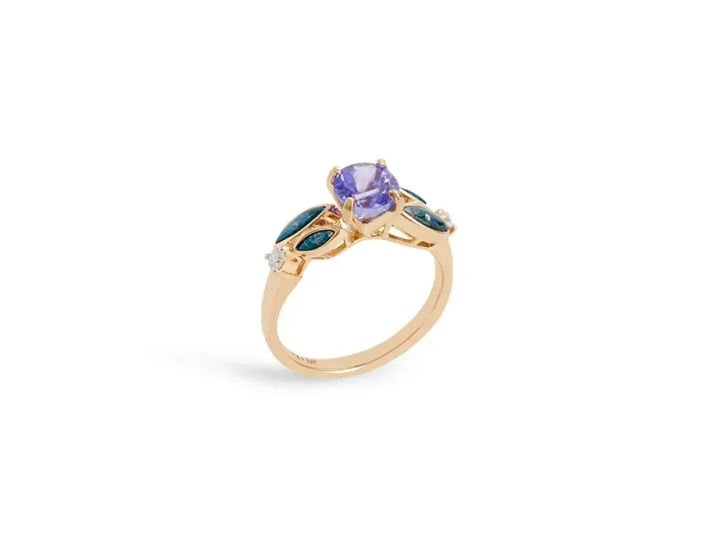 Star Of Alaska Covellite 4 Petal Ladies Ring