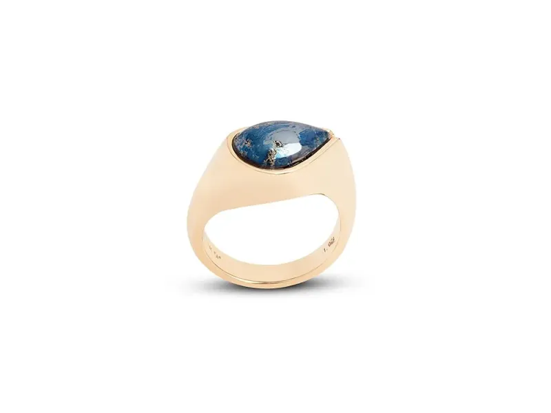 Star Of Alaska Covellite Side Pear Ladies Ring