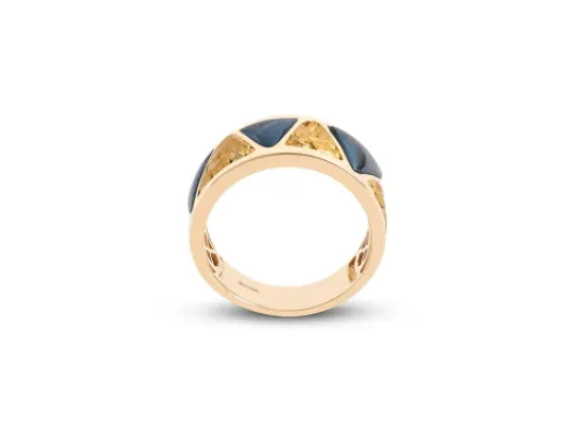 Star Of Alaska Covellite Diagonal Nugget Men's Ring