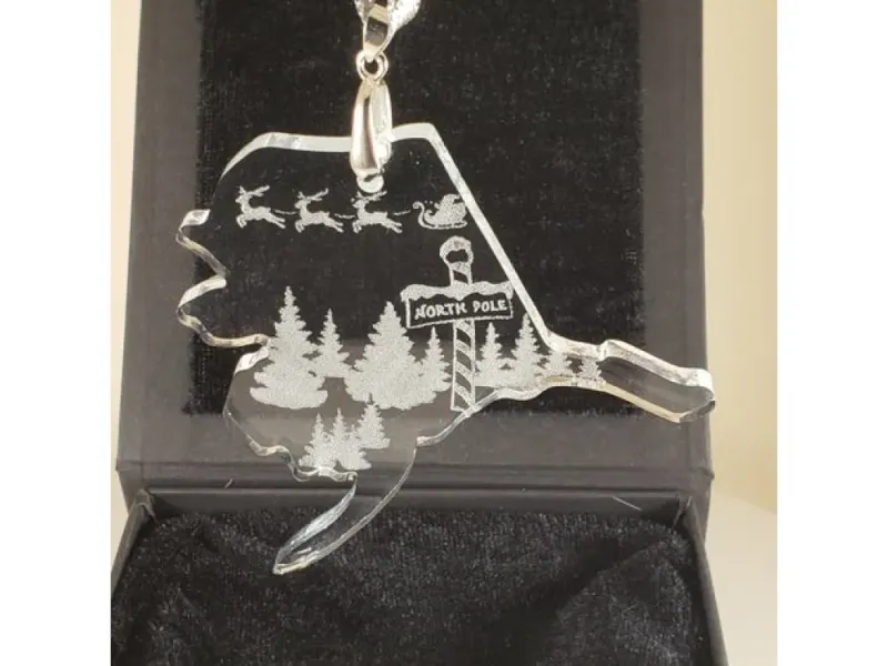 Alaska Shaped Santa North Pole Keepsake Ornament