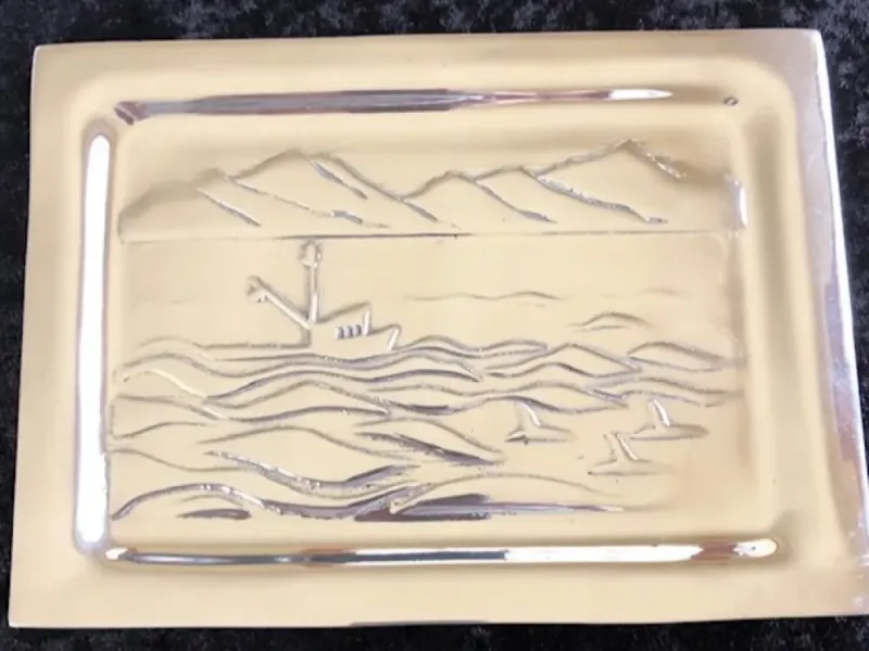 Fishing Boat with Orcas plate