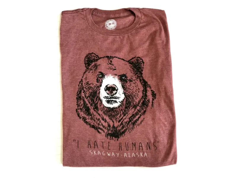 I hate humans bear Alaska Tee