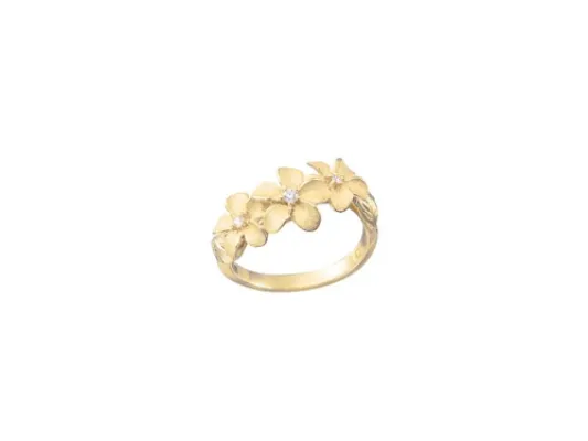 Denny Wong Forget-Me-Not Plumeria Flower Lei Ladies Ring With Center Diamonds (FRPL-08SD4)