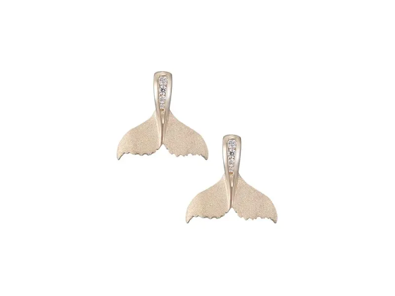 Denny Wong Whale Tail Post Earrings With Diamond Centerpiece In 14 Karat Yellow Gold (WEWT-16D)