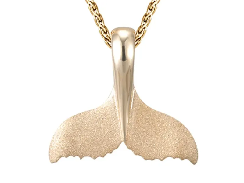 Denny Wong Small Whale Tail Pendant With Sandblast Finish In 14 Karat Yellow Gold (WPWT-21S)
