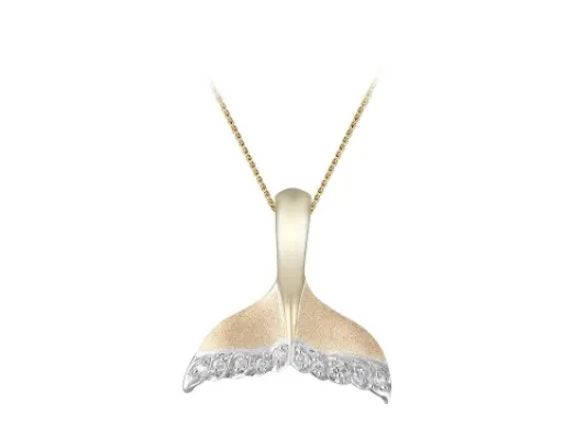 Denny Wong Whale Tail Pendant With Diamond Tip In 14 Karat Yellow Gold
