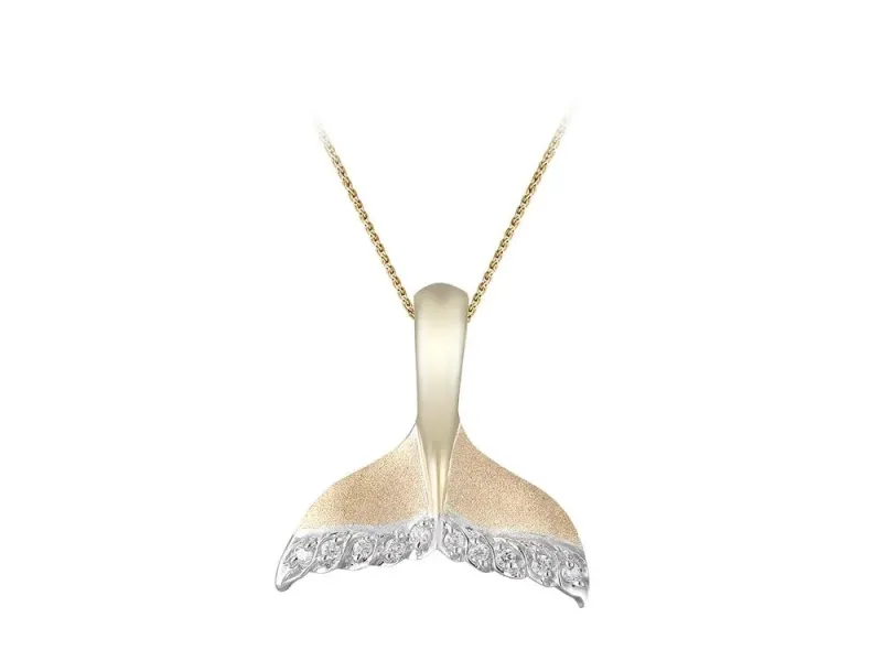 Denny Wong Whale Tail Pendant With Diamond Tip In 14 Karat Yellow Gold