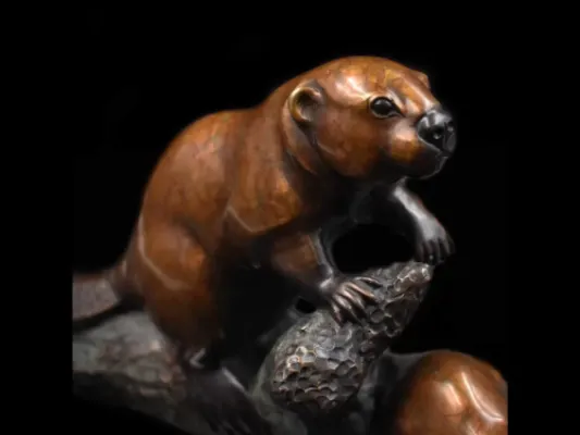 Jacques And Mary Regat's Basic Training Beaver Family Bronze Sculpture