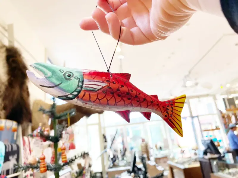 Wooden Salmon Ornament