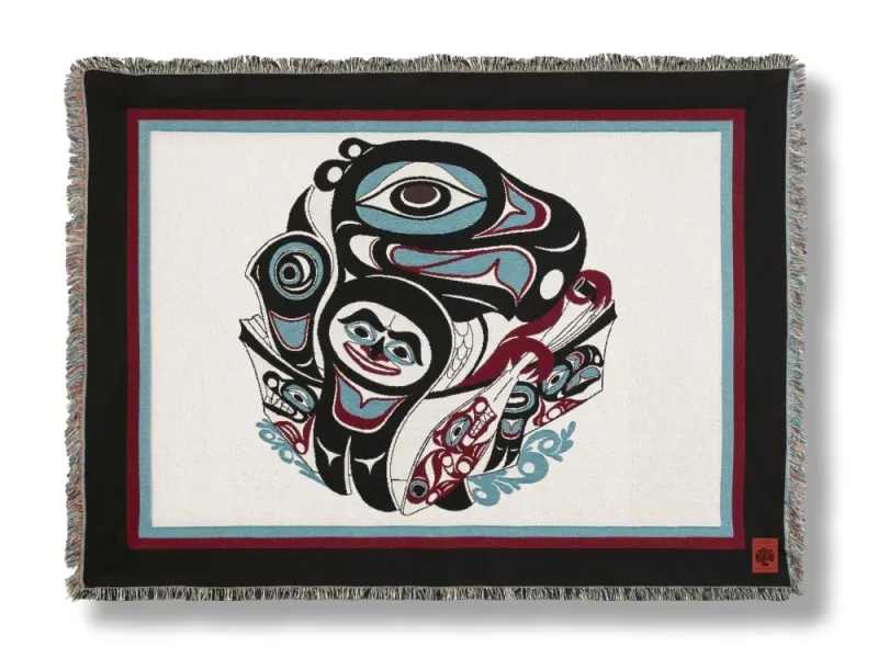 Going to the Potlatch Tapestry Throw Blanket