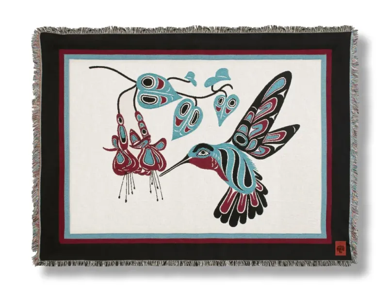 Hummingbird & Fuchsia Tapestry Throw Blanket