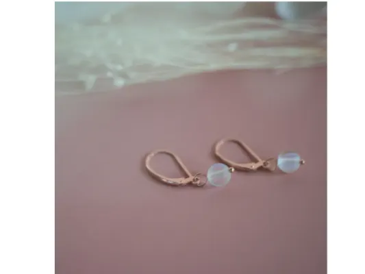 14k Rose Gold Fill Leverback with White Opalite