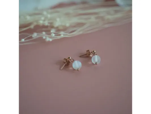 14k Rose Gold Fill studs with Opalite