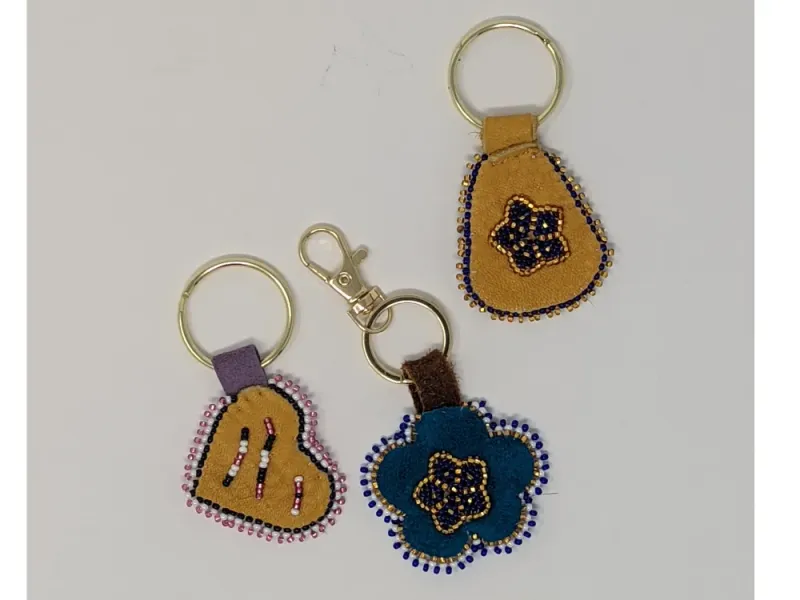Beaded Leather Keychain