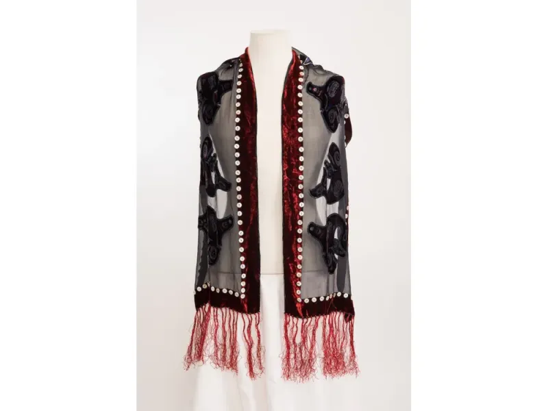 Killer Whale Rider Scarf With Mother of Pearl Buttons