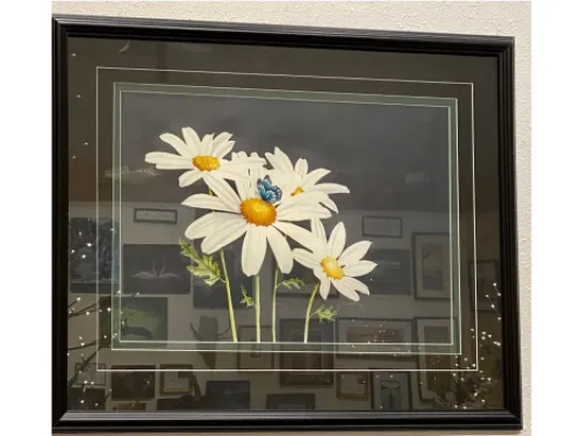Alice Tersteeg's  “Daisies” Original Watercolor Framed Painting