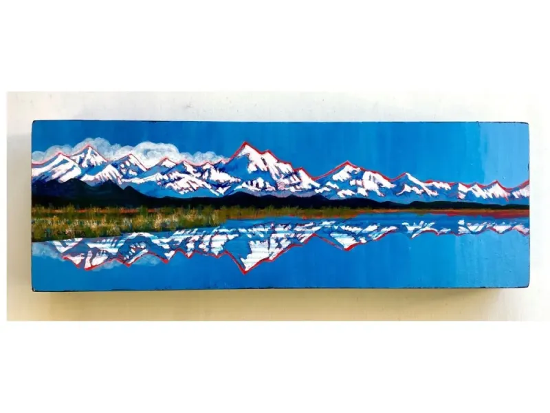 Alice Tersteeg's “Mt. Fairweather & Clouds” Painting on Wood