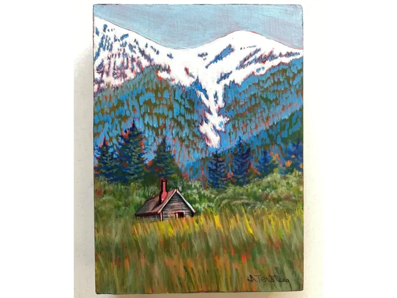 Alice Tersteeg's “Cabin In Spring” Painting on Wood
