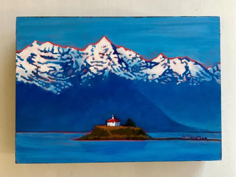 Alice Tersteeg's “Eldred Rock Lighthouse" Painting on Wood