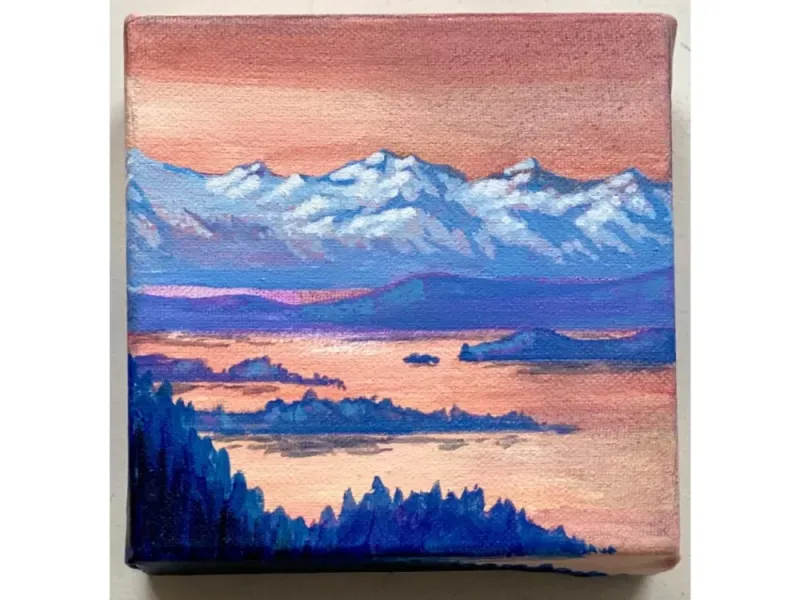Alice Tersteeg's “Sunset from Mt. Roberts" Painting on Wood