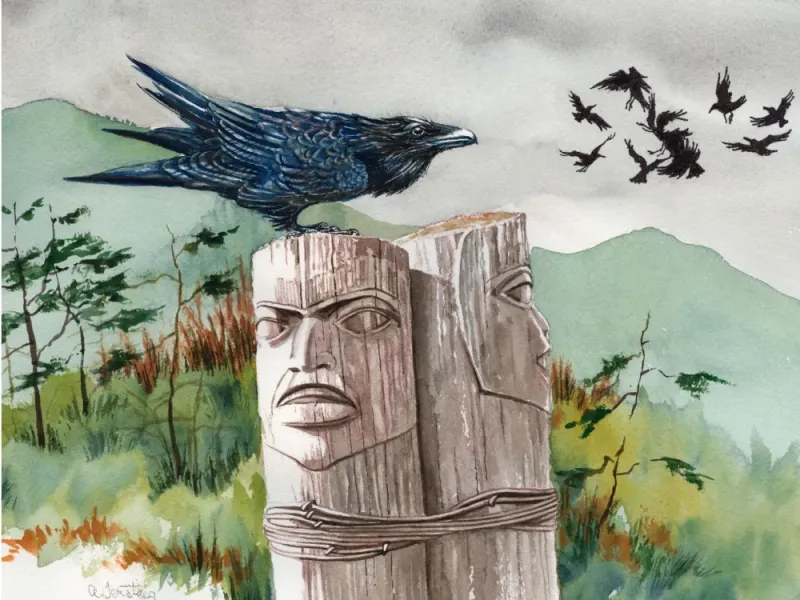 Alice Tersteeg's “Raven Totem" Giclee Fine Art Print