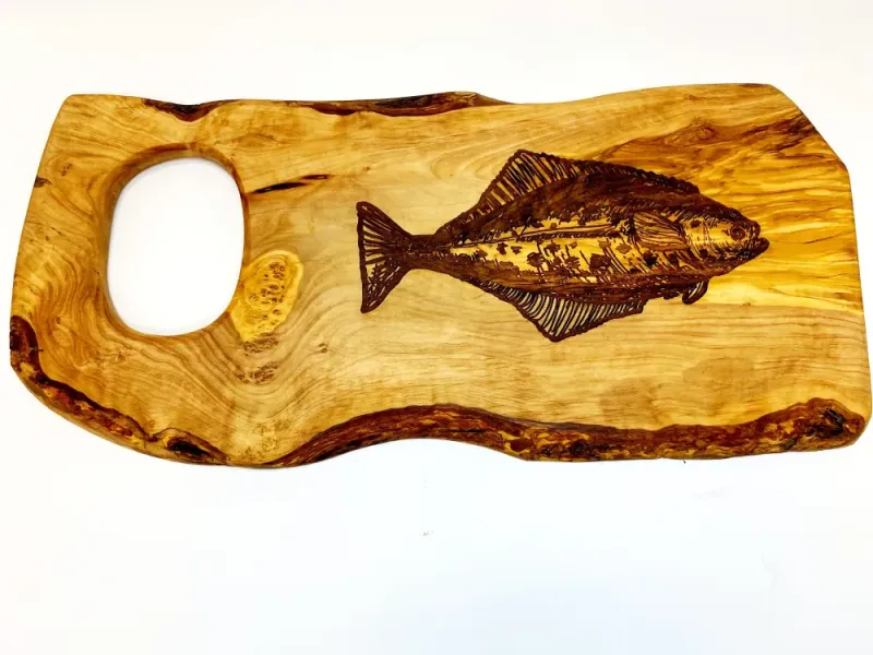 Laser Engraved Halibut Cutting Board