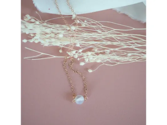 14k Rose Gold Fill 18" necklace with White Opalite gem