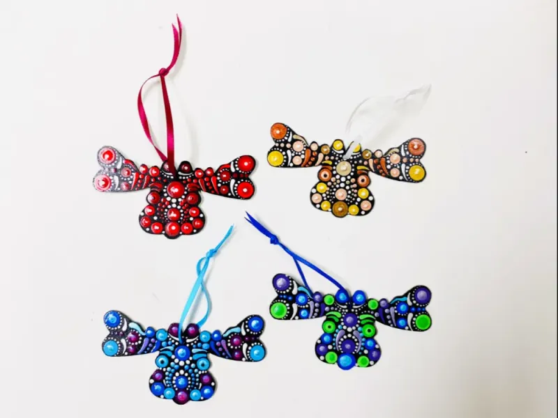 Hand Painted Wooden Dragonfly Ornament