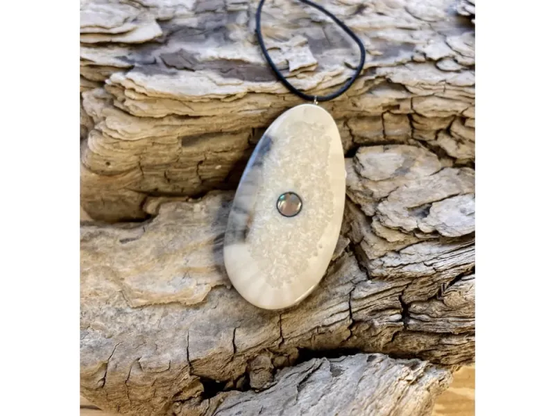 Johnny Ellis's Fossil Ivory and Abalone Pendant #2