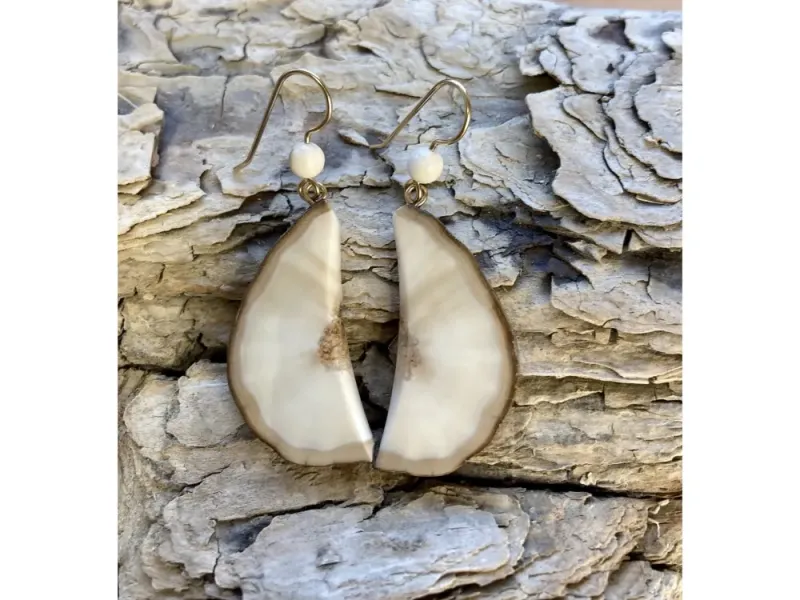 Johnny Ellis's Fossil Ivory Large Earrings #1