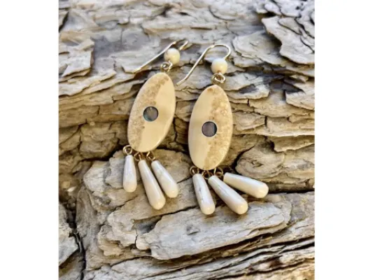 Johnny Ellis's Fossil Ivory Triple Dangle Earrings #2