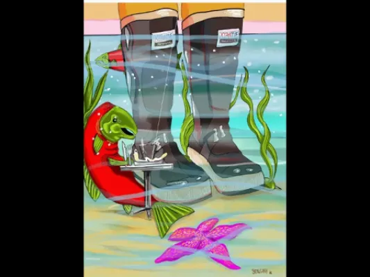 Giclée Art Print “Salmon Boots” by Katie Sevigny