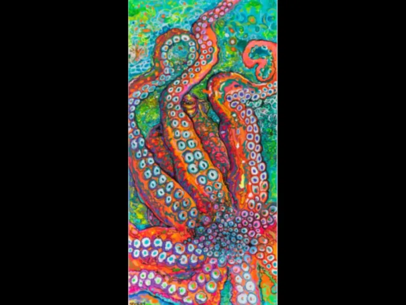 Metal Art Print “ Octopus On Fire” by Katie Sevigny