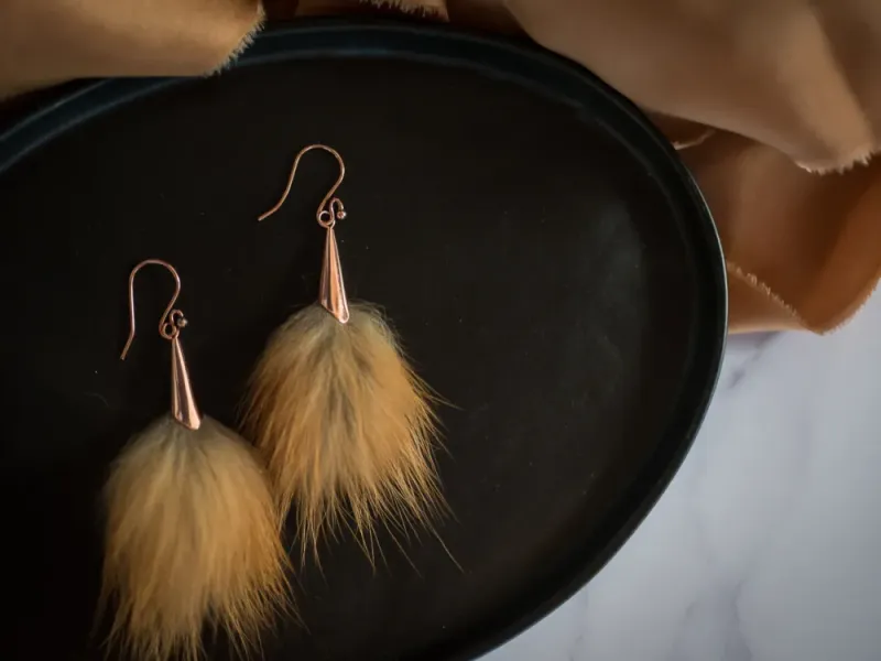 Fox Copper Pom Earrings