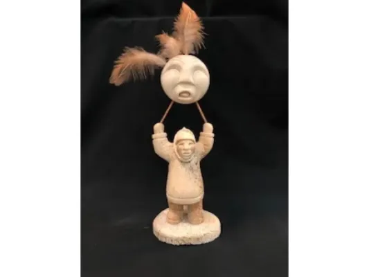 Whalebone & Jawbone Boy Mask Carving By Ron Ekemo