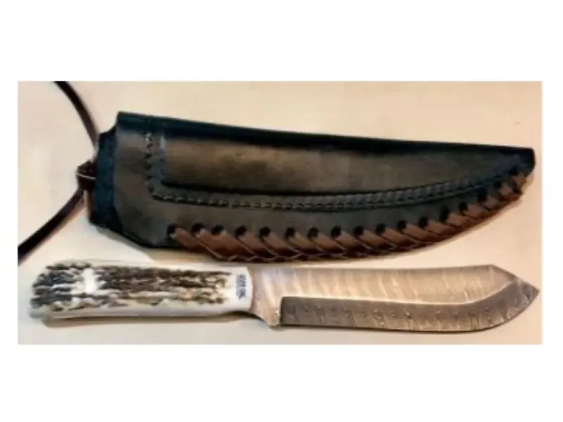 Silver Stag “Happy Camper” Damascus Blade Knife