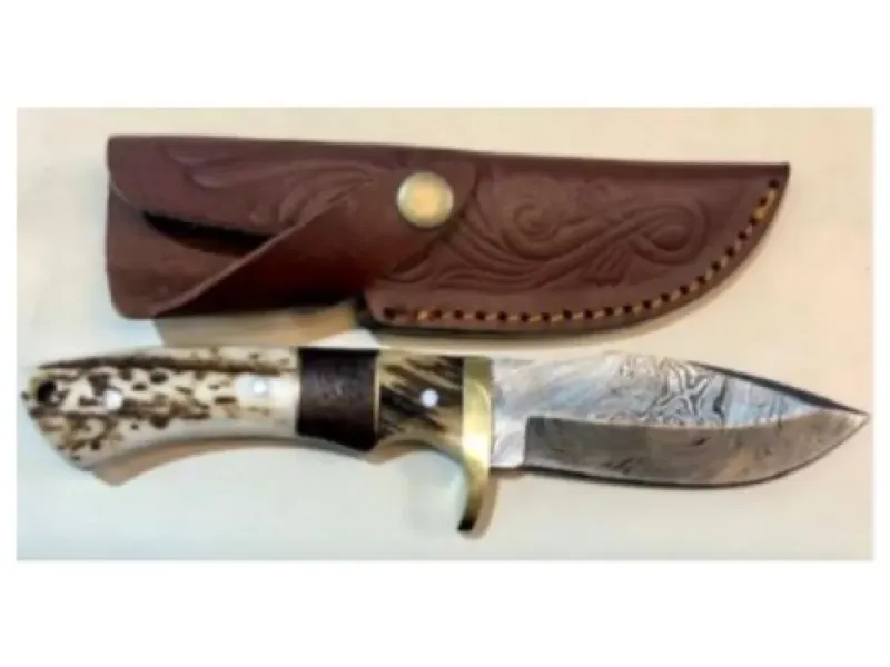 “Stag” Antler Handle Damascus Blade