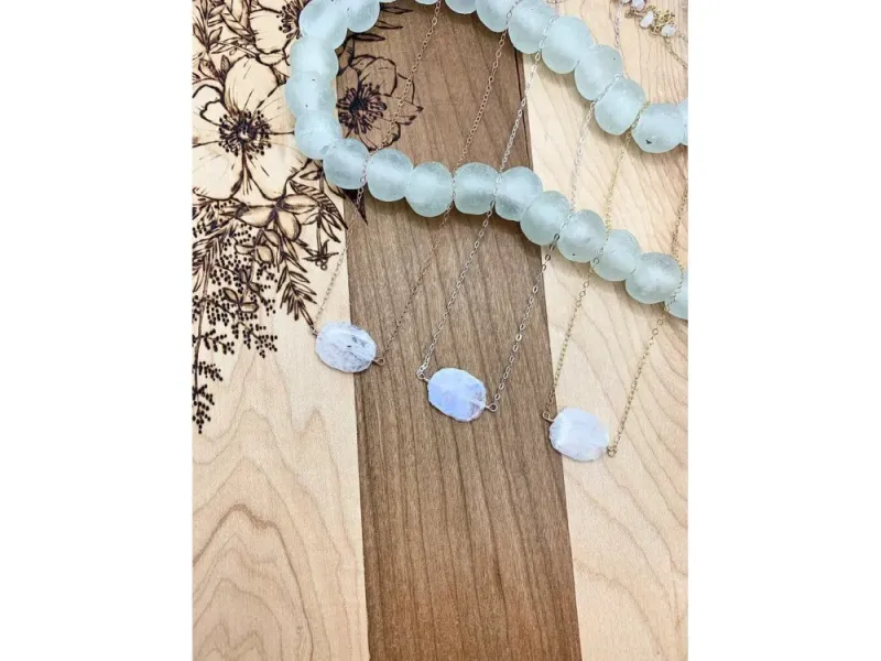 Moonstone Slice Necklace