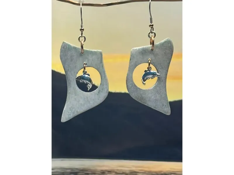“Salmon” Moose Antler Earrings