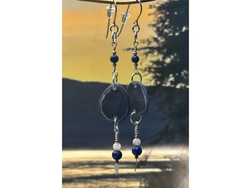 “Ripe Blueberries” Moose Antler Earrings