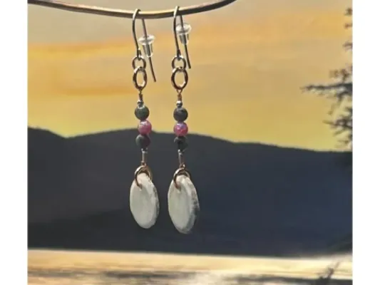 “Alaska Wildrose” Moose Antler Earrings