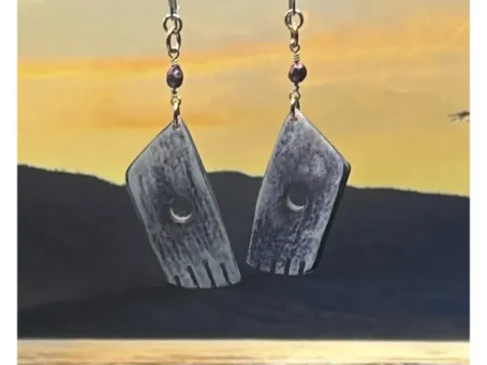 “Blueberry Hands” Moose Antler Earrings