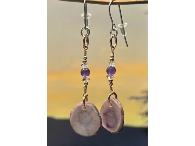 “August Blueberries” Moose Antler Earrings