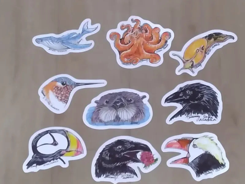 Alaskan Wildlife Art Stickers